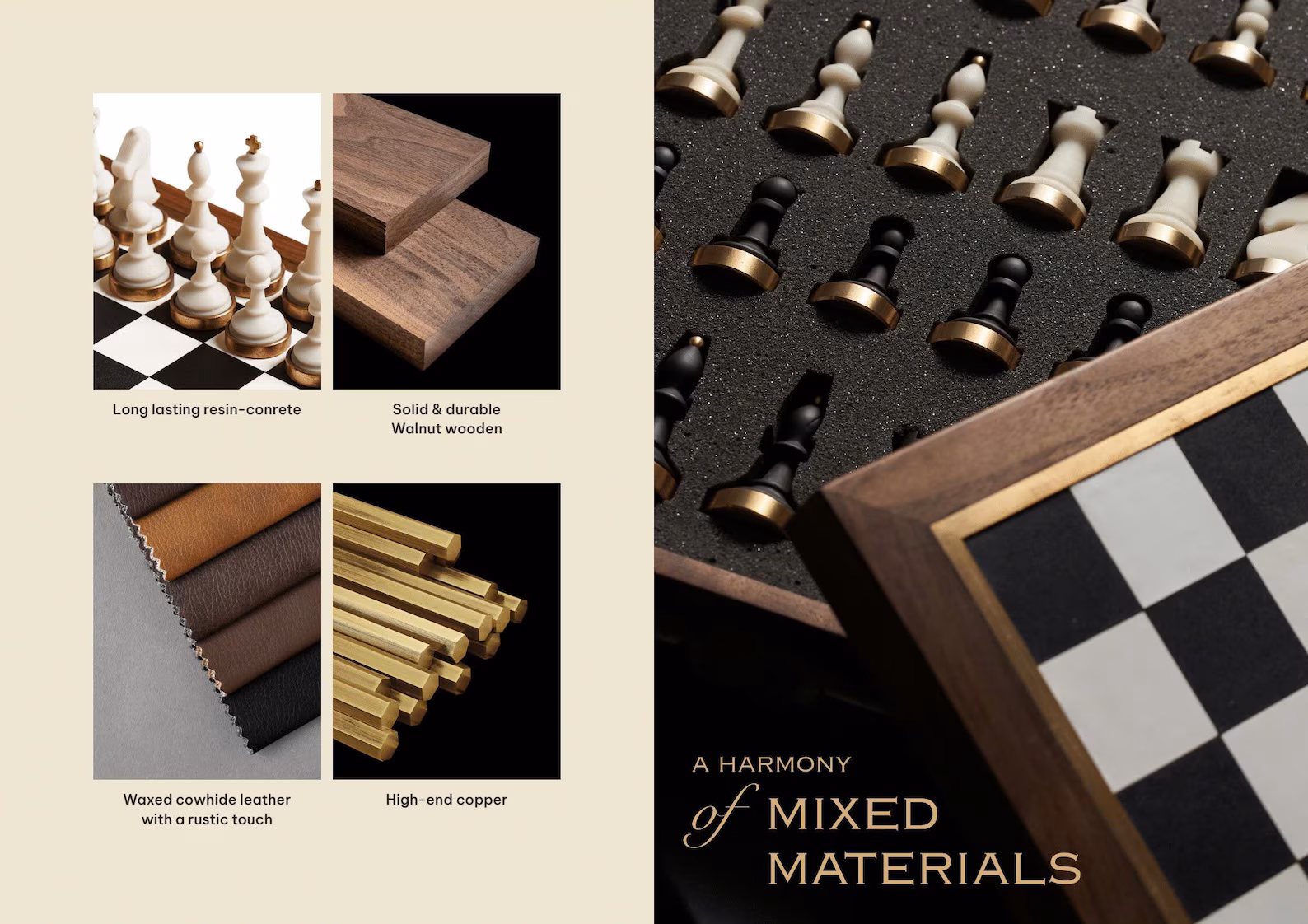 Walnut & Leather Luxury Chess Set 3